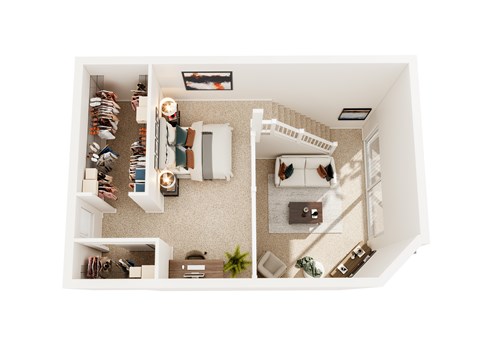 Floor plan for 1 bed, 1 bath, 619 sqft